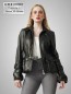 Preview: schwarze Damen Lederjacke mit Gürtel