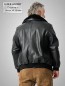 Preview: strapazierfähige Herren Lederjacke schwarz sportlich Lammfellkragen