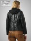 Preview: kurze sportliche Damenlederjacke mit Kapuze