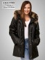 Preview: damen Lederparka schwarz Kapuze abnehmbar leicht