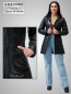 Preview: gesteppter Damen-Lederparka mit Kapuze