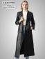 Preview: klassischer Langer Damen Ledermantel schwarz echtes Leder
