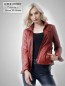 Preview: kurze rote damen lederjacke mit stehkragen mit vielen taschen