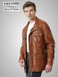 Preview: Herren Lederjacke lang sportlich dünn cognac