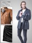 Preview: sportliche wattierte Herren-Lederjacke-Lederparka lang Reißverschluss