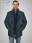 Preview: Lange Herren Lederjacke sportlich blau