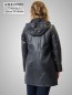 Preview: vintage blaue lange Damen Lederjacke Tunnelzug mit Kapuze Lammnappa