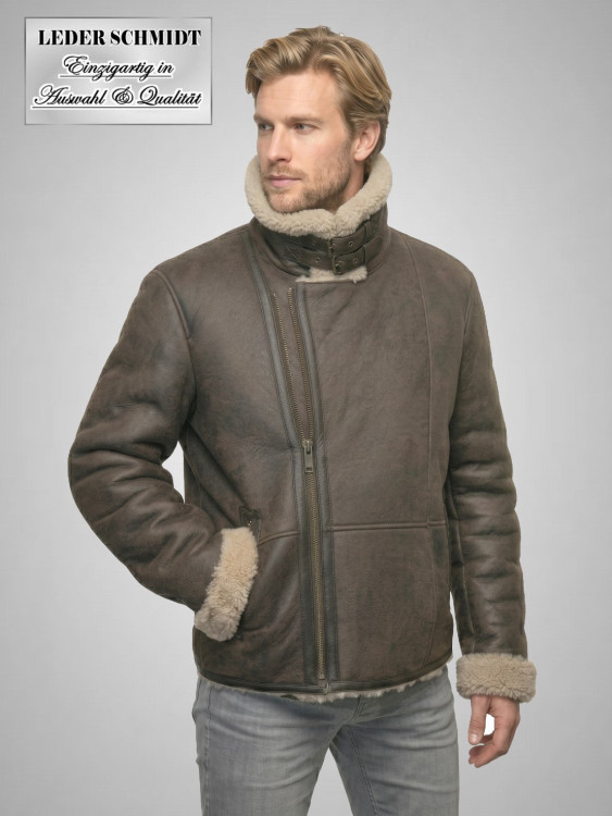 kurze Herren Lammfelljacke braun