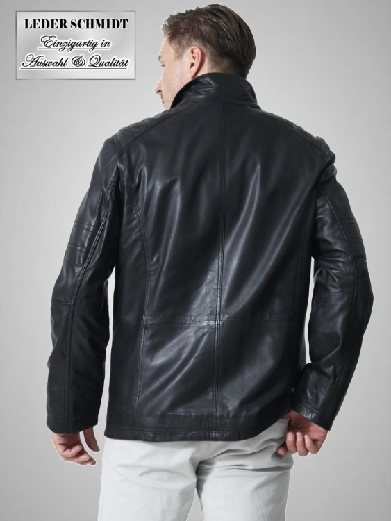 einfache leichte Herren Lederjacke schwarz Lammnappa