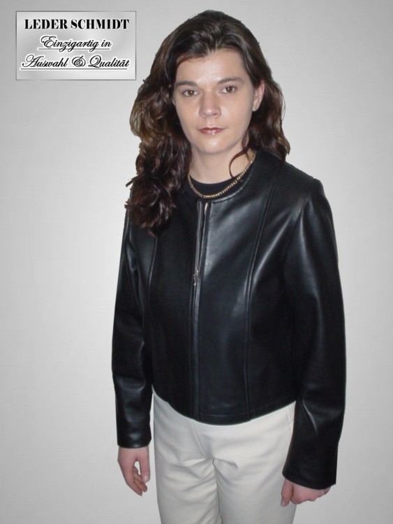 schwarze kurze Lederjacke Damen Bolero