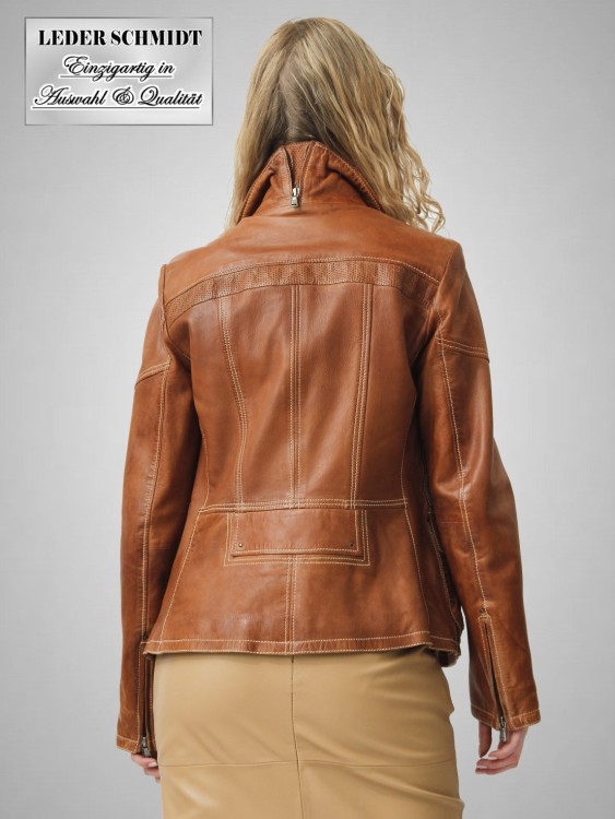 braune echte kurze Damen Lederjacke