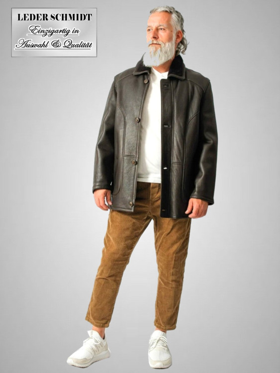 braune Herren Lammfelljacke glatt