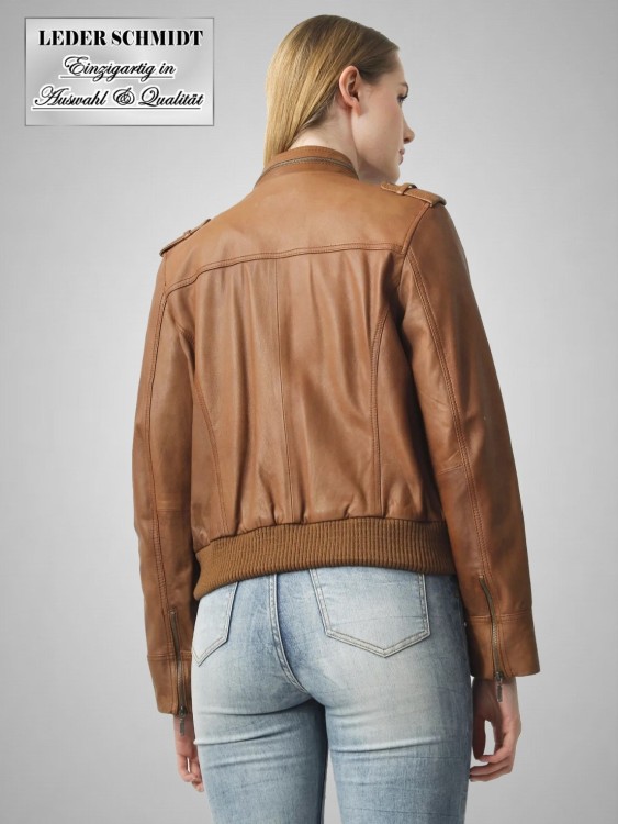 Damen Leder Blouson btaun