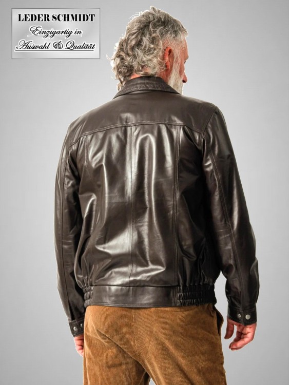 leichte kurze Herren-Lederjacke mit Bund-Reißverschluss-sportlich lammnappa
