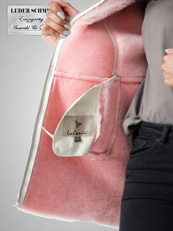weiße Damen Lammfelljacke