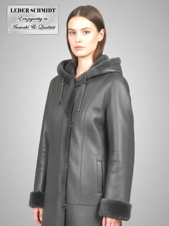Damen Lammfelljacke mit Kapuze