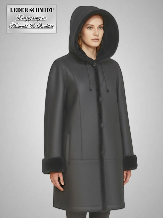 Damen Lammfelljacke mit Kapuze