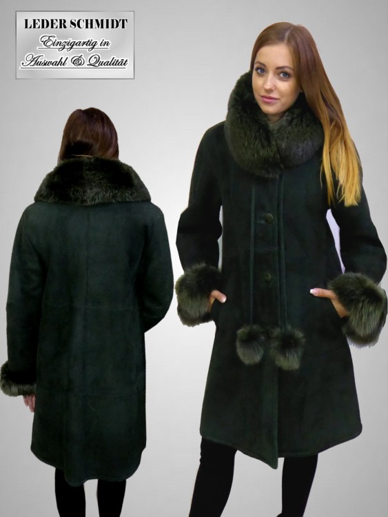 Lange Damen Lammfelljacke mit Pelz