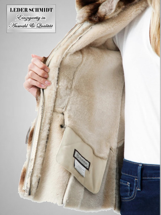 Damen Lammfelljacke mit Kapuze