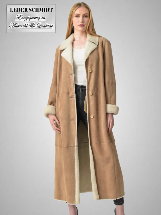 langer Lamfellmantel für Damen