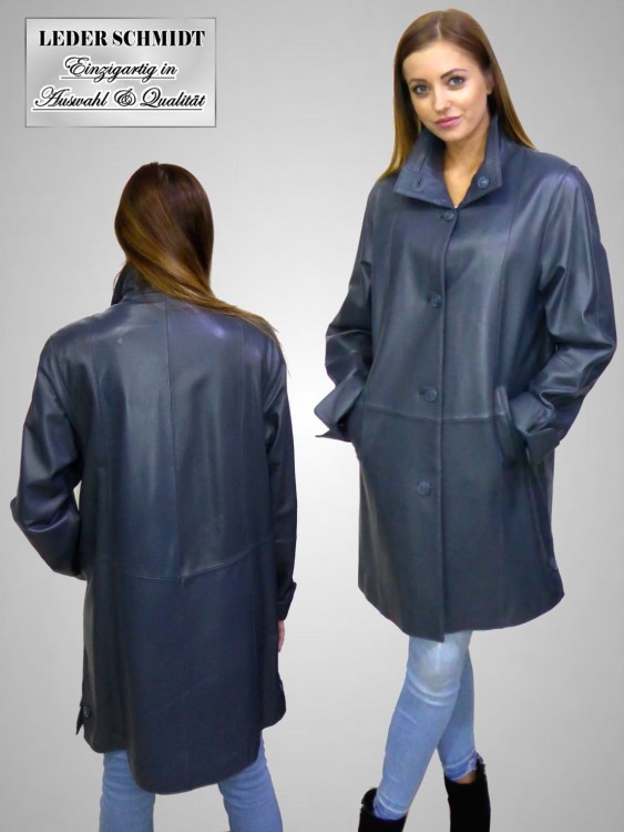 Damen Lederjacke weit mit Knöpfe