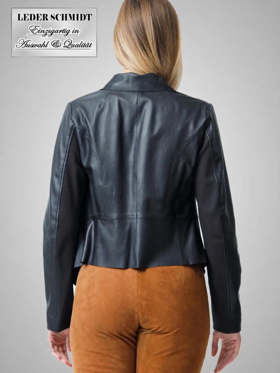 kurze schwarze Damen-Lederjacke