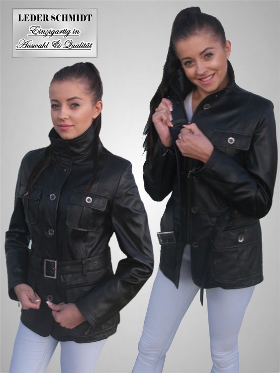 halblange Damen-Lederjacke