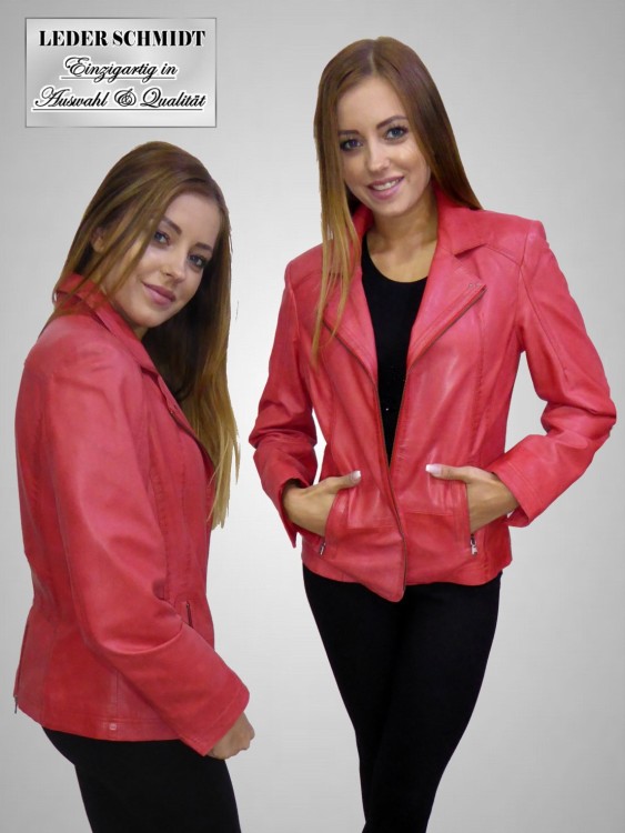 rote kurze Damenlederjacke