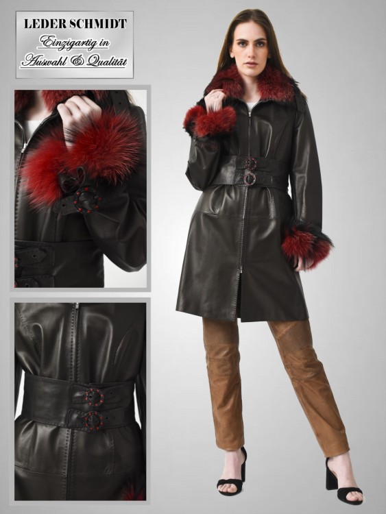Damen Lederjacke mit Pelzbesatz