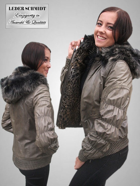 kurzer Damen Lederblouson mit Pelzfutter
