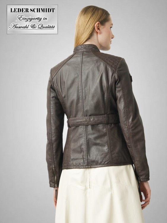 Damen-Lederjacke mit Taillengürtel