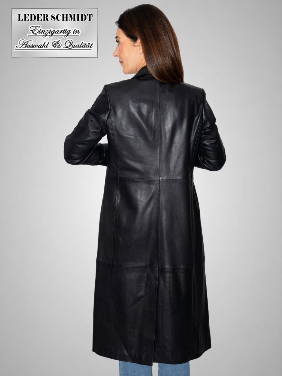 schicker Damen Ledermantel schwarz