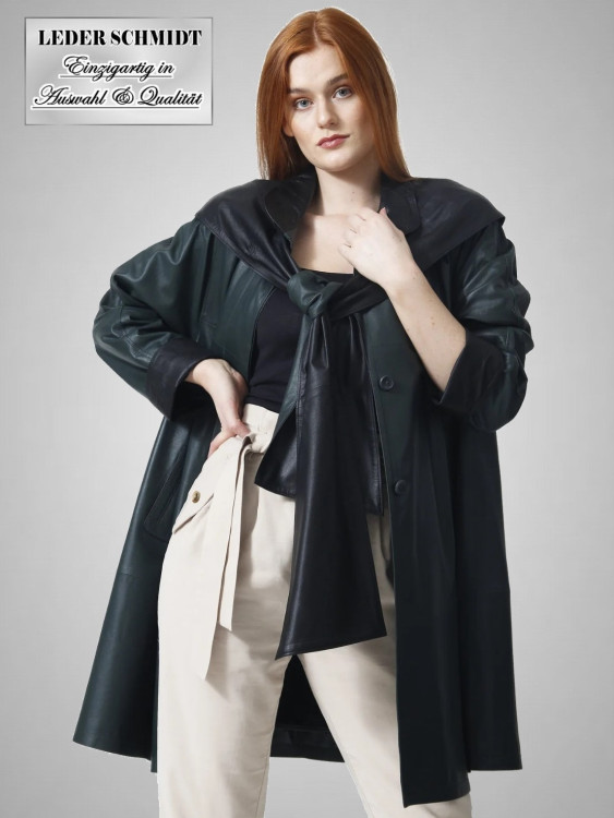 Damen Lederswinger mit Schalkapuze petrol