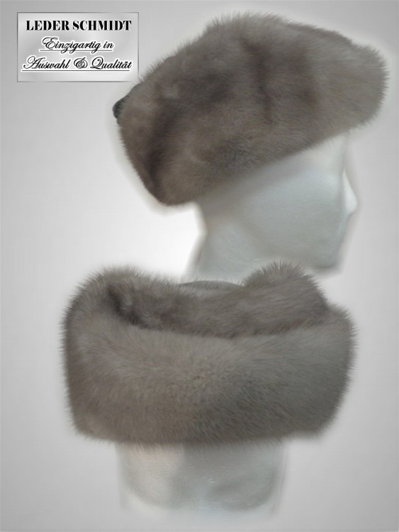 Preview: graue Pelzmütze Nerz Damen
