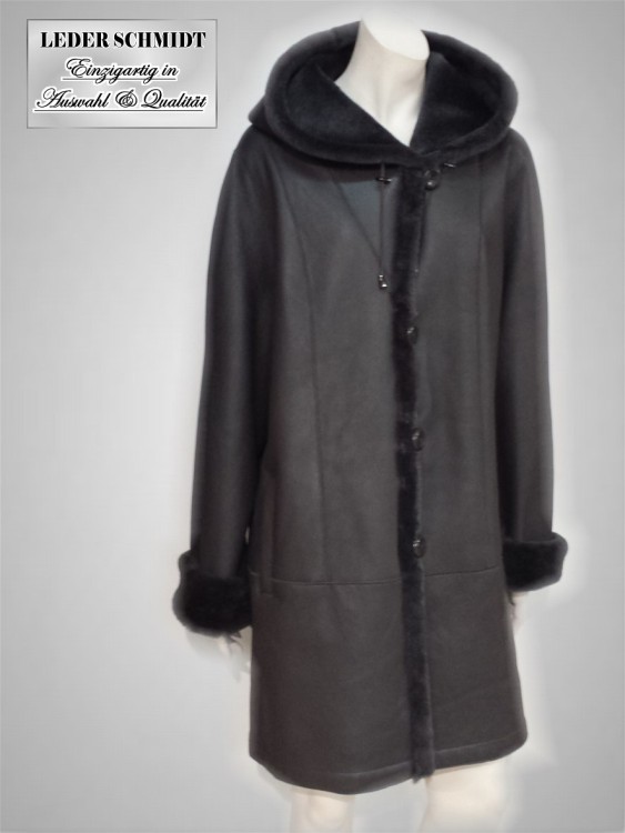 Damen Lammfelljacke mit Kapuze