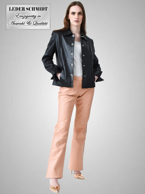 schwarze kurze Damen Lederjacke
