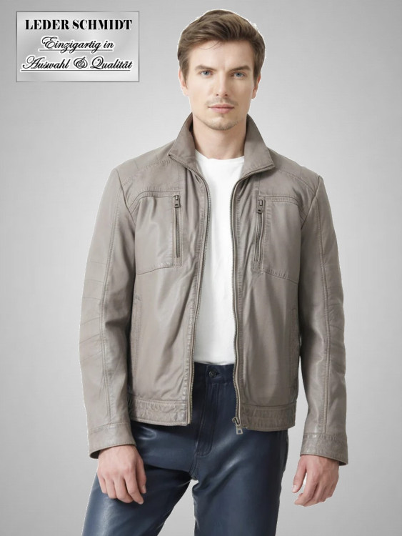 echte graue Herren Lederjacke Lammnappa sportlich