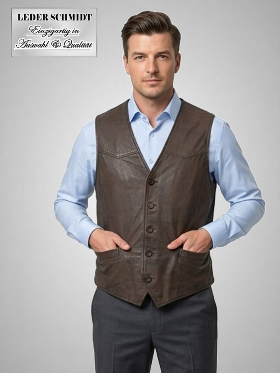Leder Kellnerweste mit knöpfe in antik braun geschliffen