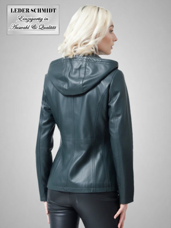 Damen Lederjacke mit Kapuze