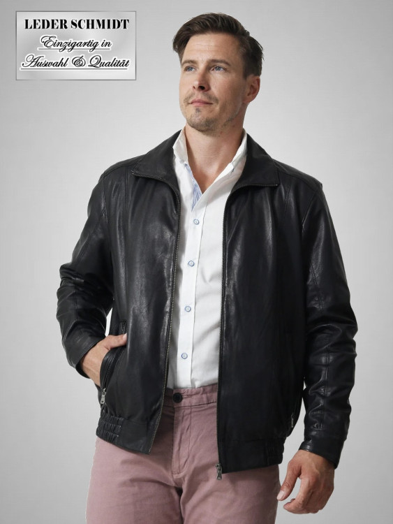 dünne Herren Lederjacke Blouson kurz schwarz echt