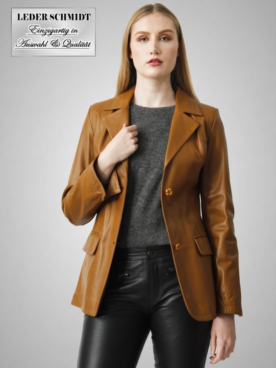Preview: Lederblazer Damen lang echtes Lammnappa