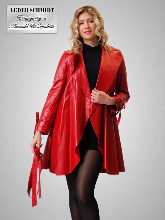 Damen Ledermantel rot