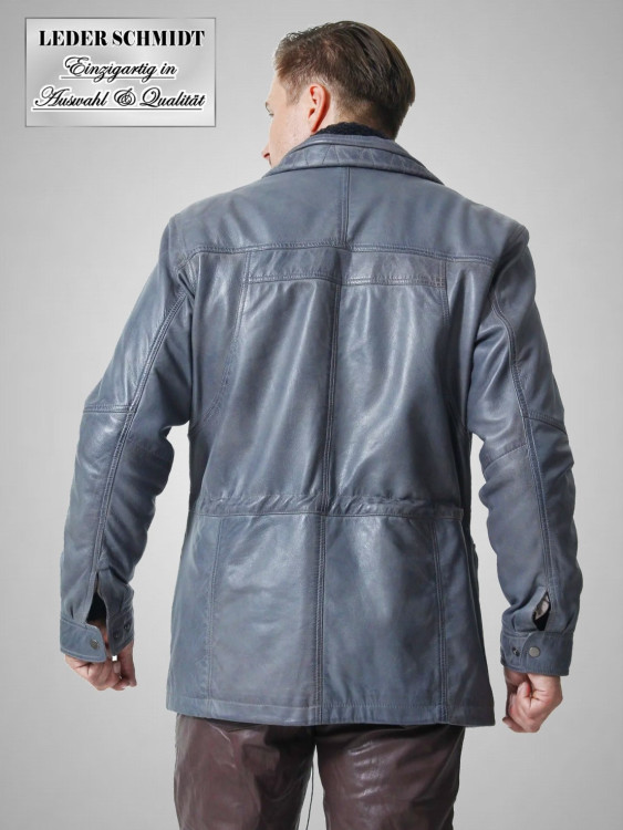 Preview: sportliche lange Herren Lederjacke