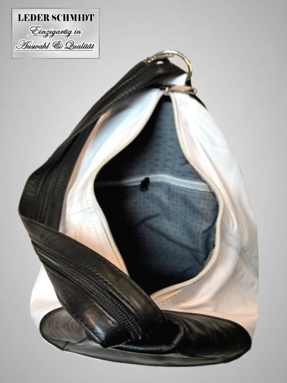 echter Rucksack aus Leder weiß