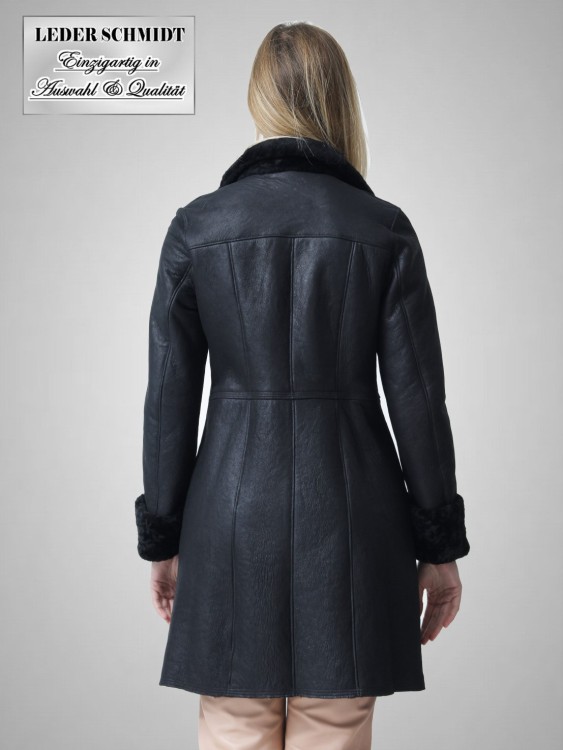 echte Damen Lammfelljacke Lammfellmantel schwarz figurbetont