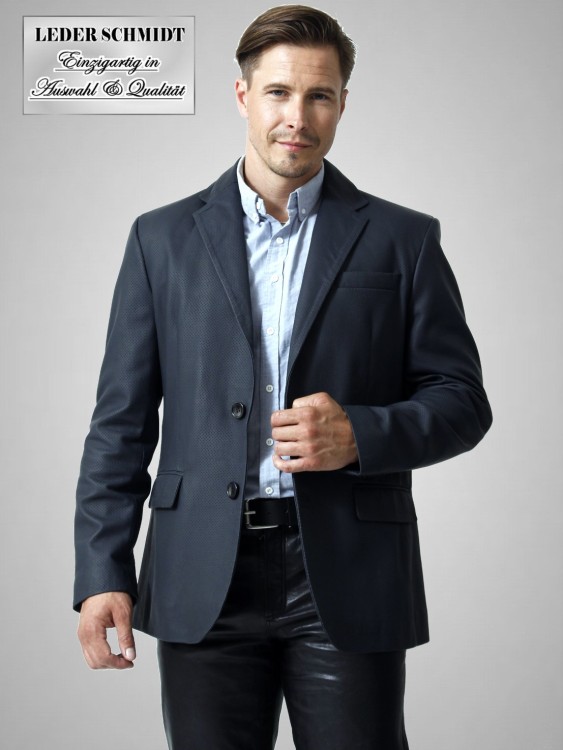 Leder Sakko blau perforiert echtes Leder Lammnappa