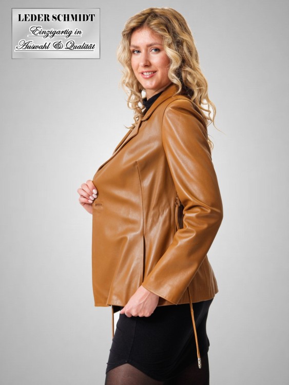 Preview: extravaganter Leder-Damenblazer Ledersakko