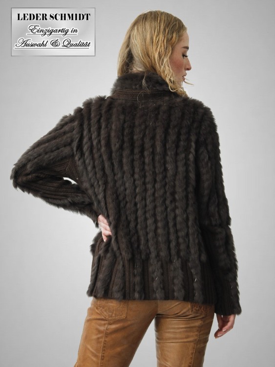 Strick-Jacke mit Kaninchenfell
