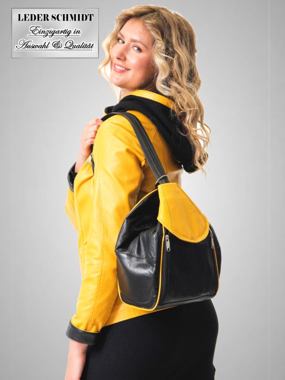 Damen Lederjacke kurz kurz gelb echt