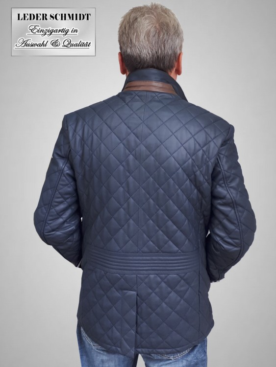 Herrenlederjacken blau gesteppt mattes echtes Leder